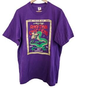 Vintage 90s Dragon T-Shirt Women XL Purple Chickens Graphic Tee Streetwear Funny